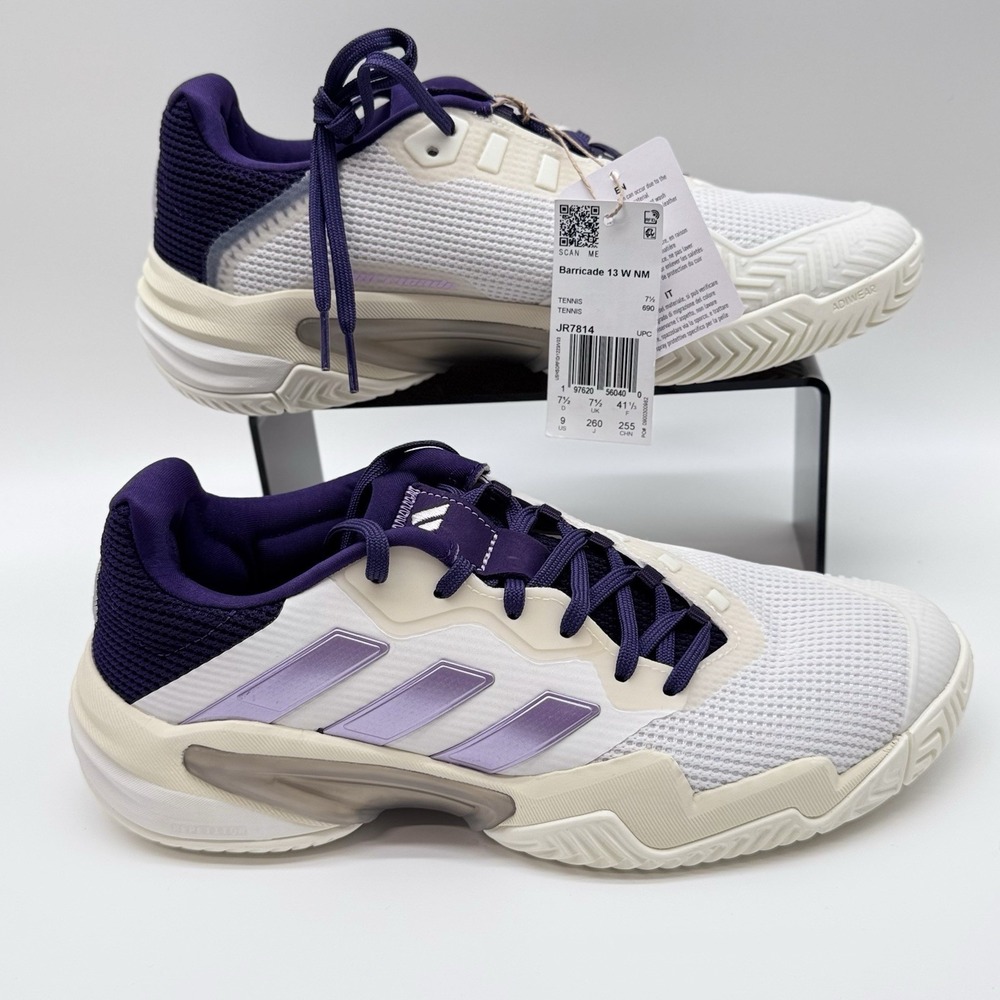 Size 9US- Adidas Barricade 13 Womens Sneakers Tennis‎ Shoes White/Plum JR7814